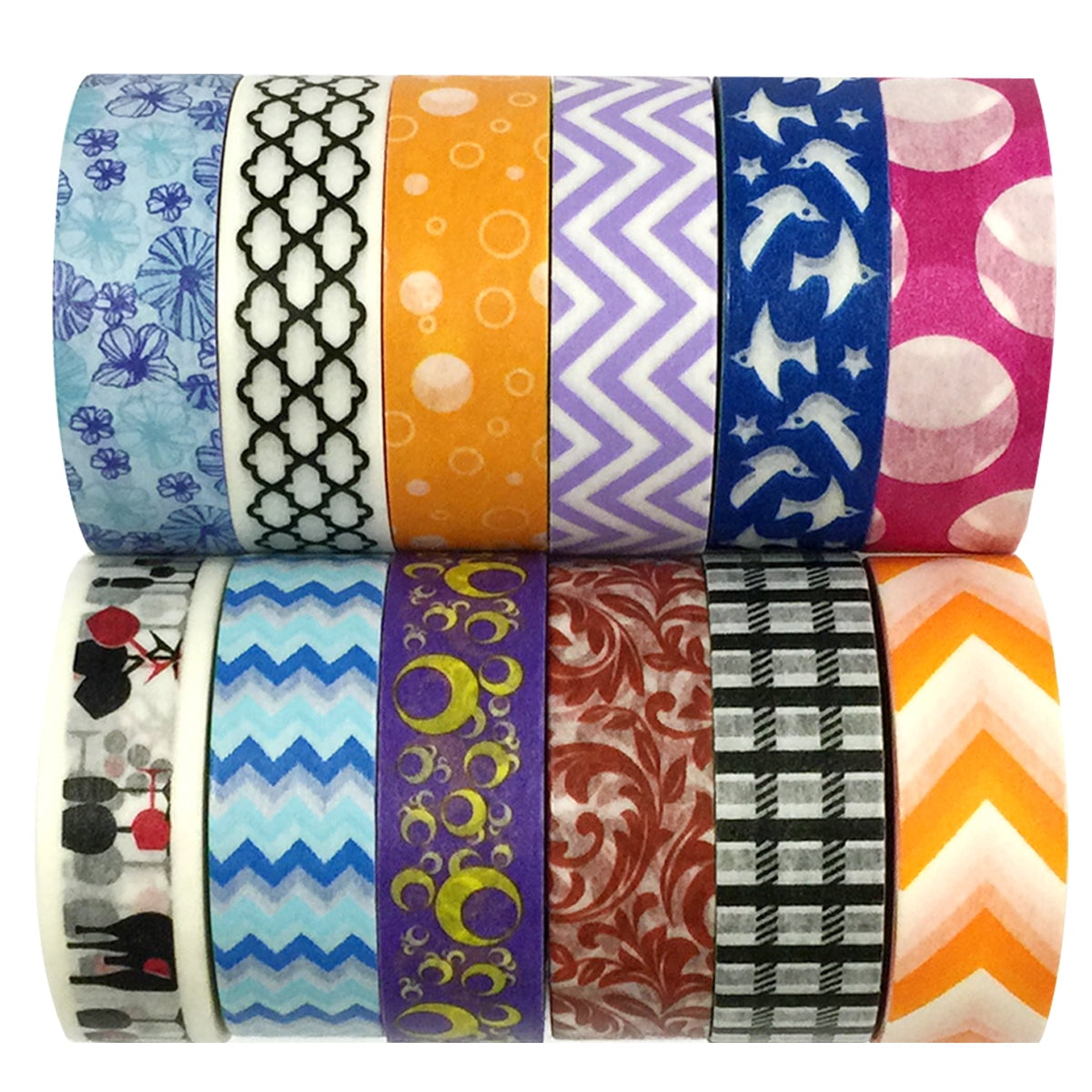 Wrapables Washi Tapes Decorative Masking Tapes, Set of 12, ADSET01