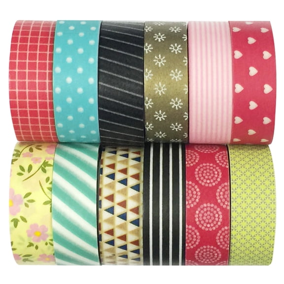 Wrapables Washi Tapes Decorative Masking Tapes, Set of 12, ADSET21