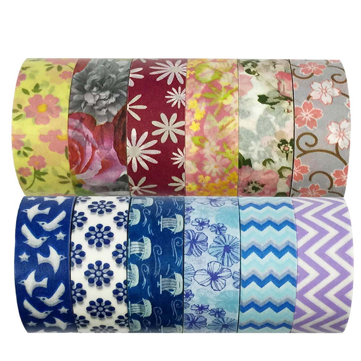 Wrapables® Washi Tapes Decorative Masking Tapes, Set of 12, ADSET33