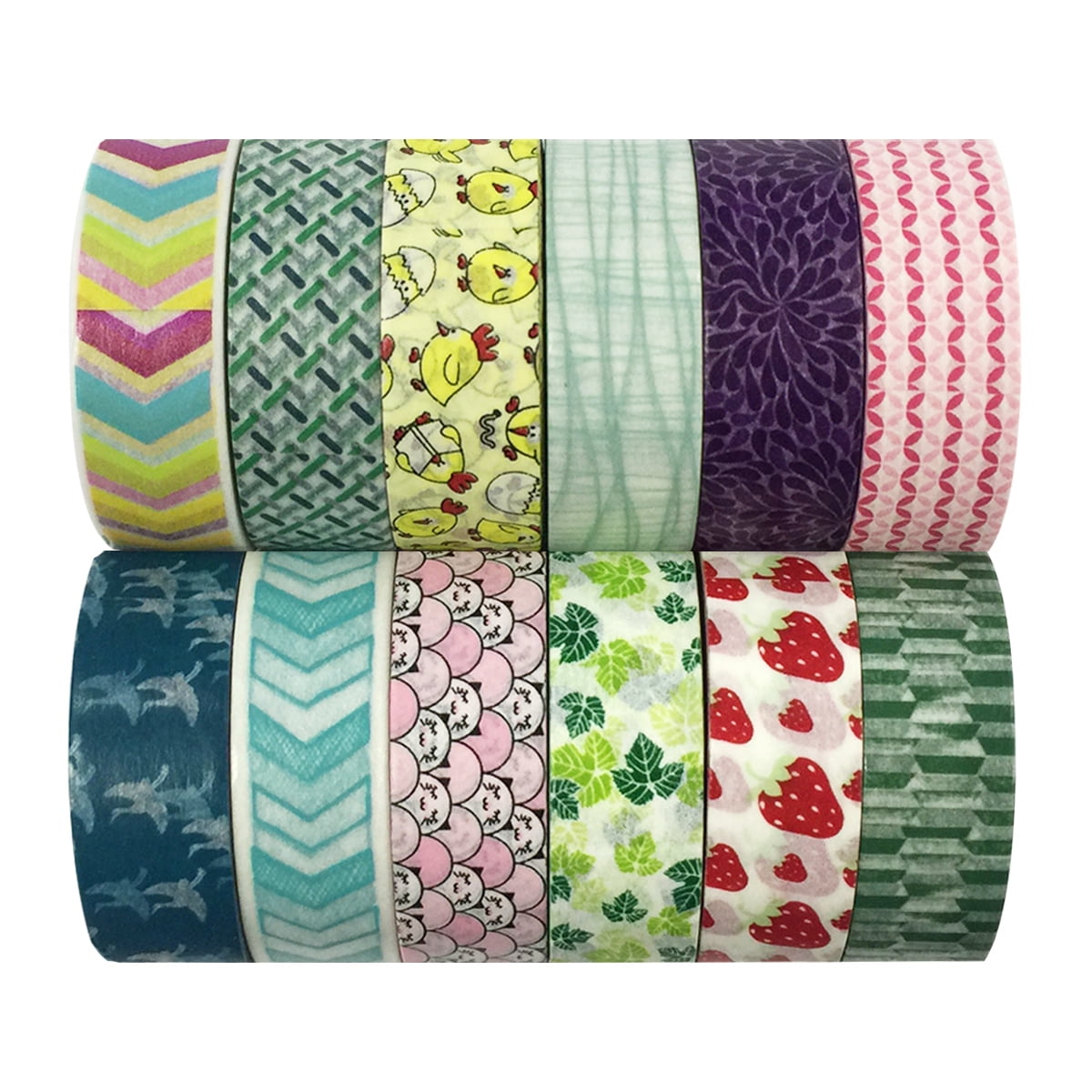 Wrapables® Washi Tapes Decorative Masking Tapes, Set of 12, ADSET54