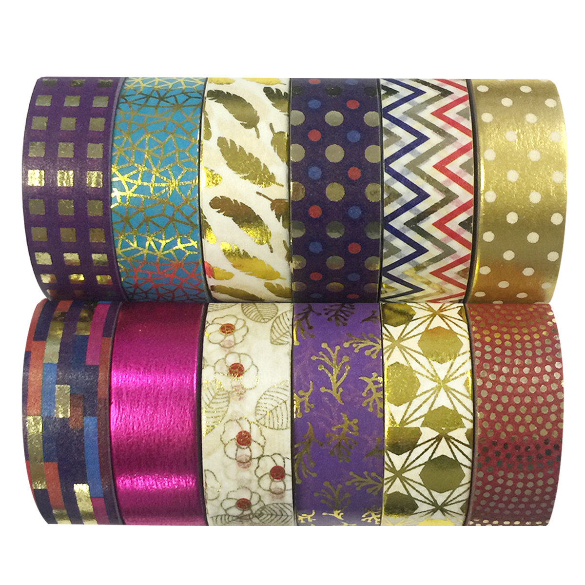Wrapables® Washi Tapes Decorative Masking Tapes, Set of 12, ADSET64