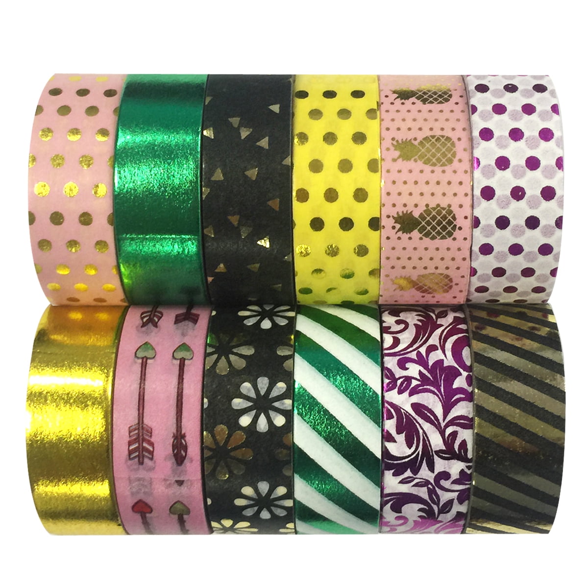 Wrapables® Washi Tapes Decorative Masking Tapes, Set of 12, ADSET68