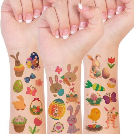 Wrapables Waterproof Temporary Tattoos for Children, 20 sheets, Easter