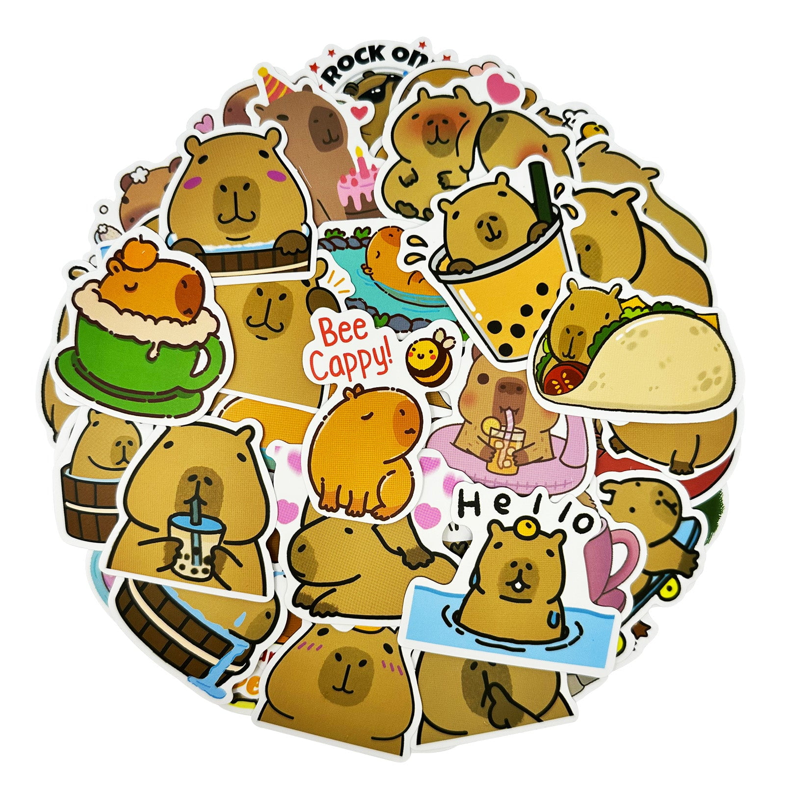 100pcs Capybara Stickers - Cute Cartoon Vinyl Decals, Waterproof, For Laptop, Water Bottle, Luggage