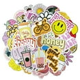 thumbnail image 1 of Wrapables Waterproof Vinyl Stickers for Water Bottles, Laptop, Phones, Skateboards, Decals for Teens, 100pcs, Groovy Pink & Yellow, 1 of 9