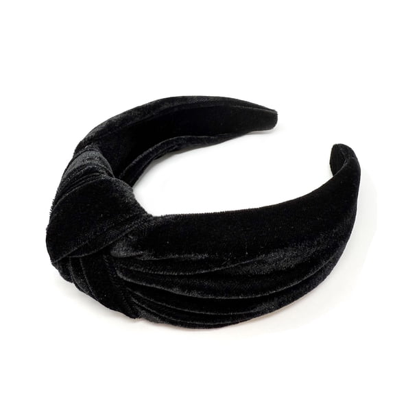 Wrapables Wide Knotted Velvet Headbands, Top Knot Velvet Headbands for Women and Girls, Black