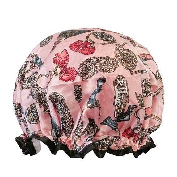 Wrapables Wild Side Reusable Women's Waterproof Shower Caps for Long Hair, Pink Keychains