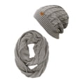 thumbnail image 1 of Wrapables® Winter Warm Cable Knit Infinity Scarf and Beanie Set, Gray, 1 of 8