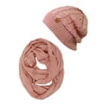thumbnail image 1 of Wrapables® Winter Warm Cable Knit Infinity Scarf and Beanie Set, Pink, 1 of 8