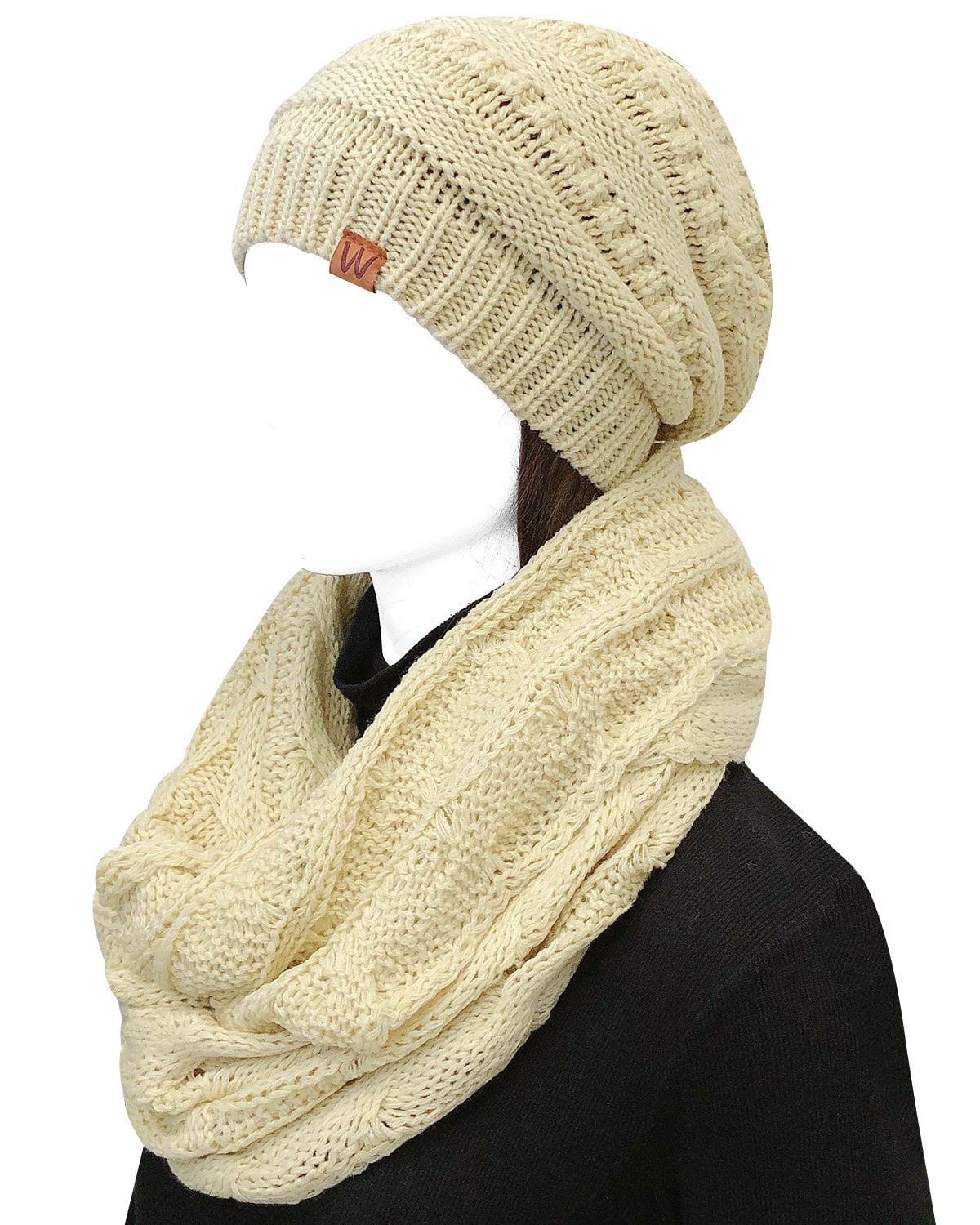 Cable Knit Hat and Infinity Scarf Set Hand Knit Hat and Infinity Scarf Set – The Knitten Cat main image 4