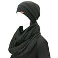 thumbnail image 1 of Wrapables Winter Warm Chunky Cable Knit Infinity Scarf and Beanie Set, Black, 1 of 7