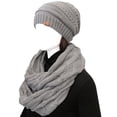 thumbnail image 1 of Wrapables Winter Warm Chunky Cable Knit Infinity Scarf and Beanie Set, Light Gray, 1 of 7