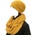 thumbnail image 1 of Wrapables Winter Warm Chunky Cable Knit Infinity Scarf and Beanie Set, Yellow, 1 of 7