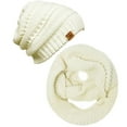 thumbnail image 1 of Wrapables® Winter Warm Knitted Infinity Scarf and Beanie Hat Set, White, 1 of 7