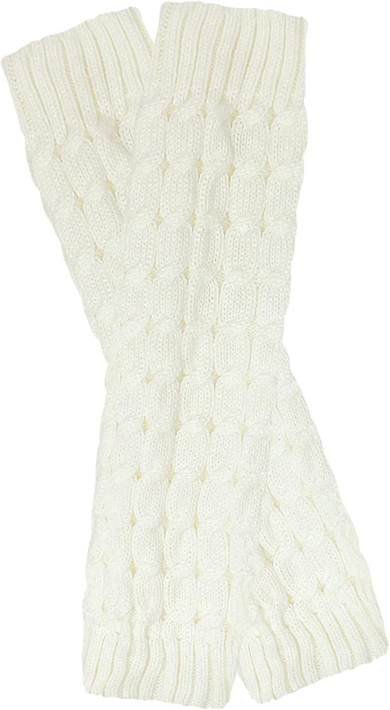 Wrapables Women's Cable Knit Leg Warmers, Cream