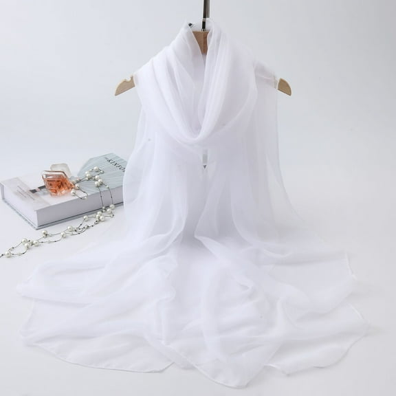 Wrapables Women's Solid Color Long Scarf - Silk Chiffon Sheer Lightweight Scarf for Party & Vacation