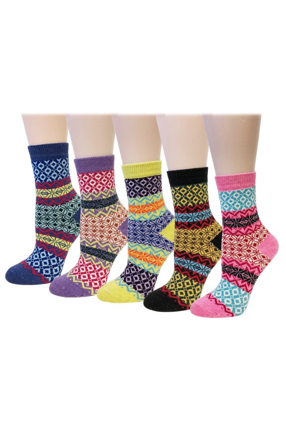® Women's Thick Winter Warm Wool Socks (Set of 5), Boho