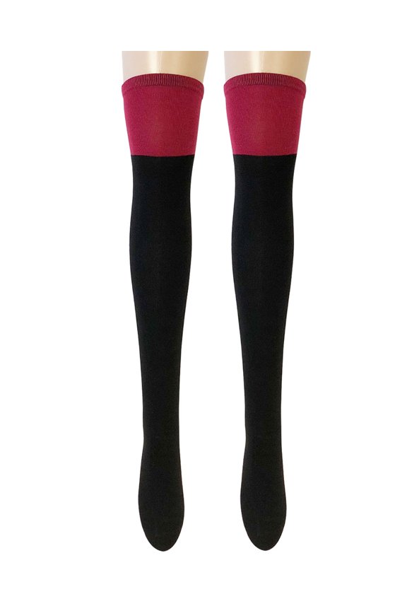 ® Women's Two-Tone Knee High Boot Socks, Red and Black