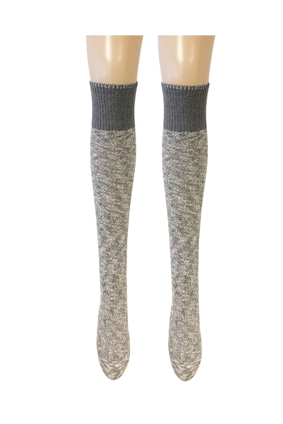 ® Women's Warm Knitted Vintage Knee High Boot Socks, Gray