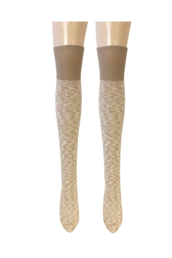 ® Women's Warm Knitted Vintage Knee High Boot Socks, Khaki