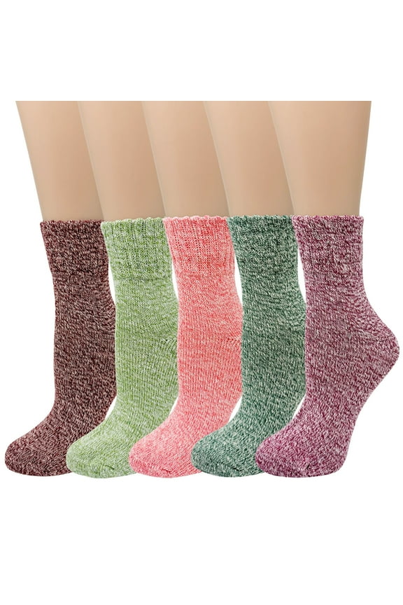 Women's Wool Blend Frosted Winter Quarter Socks (Set of 5)