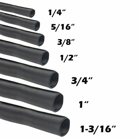 Wraparound Braided Sleeving For Automotive Wire Loom Split Sleeve 1/2'' 17FT