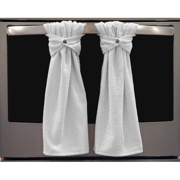 Wraparound Snap Hanging Towels (Set of 2) (Terrycloth Color: White)