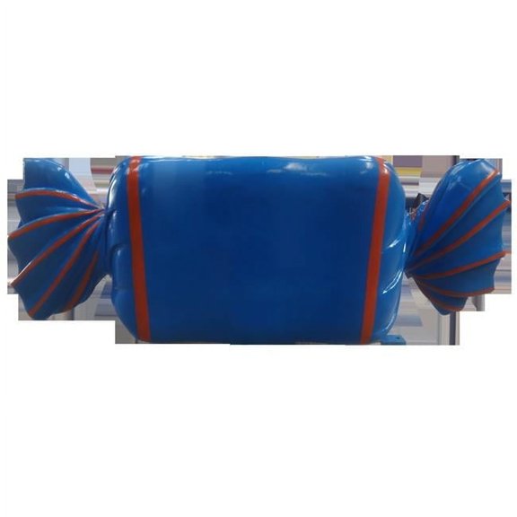 Wrapped Candy with Orange Stripes - Blue