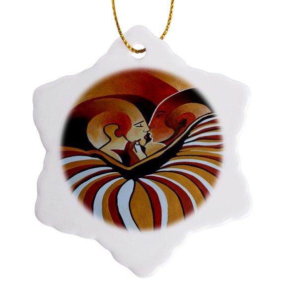3drose, Wrapped in a Blanket of Love, 3 inch Snowflake Porcelain Ornament