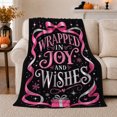 thumbnail image 1 of Wrapped Joy Holiday Wishes Typography Christmas, Festive Holiday Scene, Warm Flannel Blanket for Living Room and Reading Nook, Art Lovers Christmas Gift, Festive Home Decor, 1 of 9