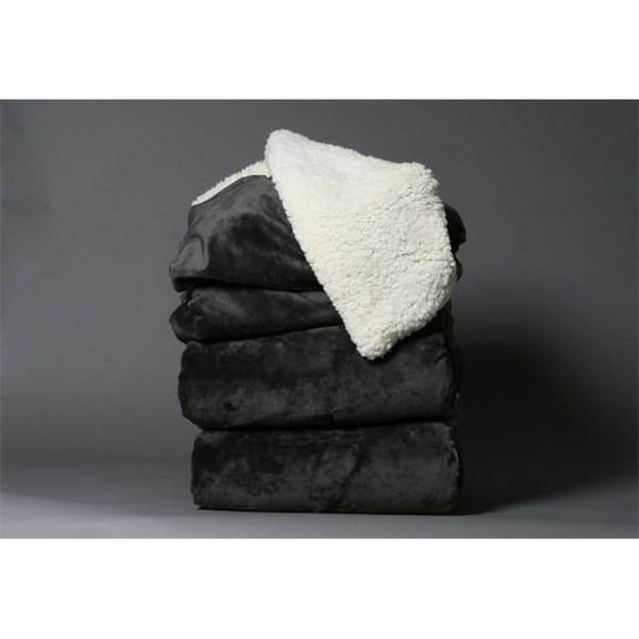Wrapped in a Cloud 202-BLDG Lazy Day Grey Sherpa Blanket- 50 X 60 in.
