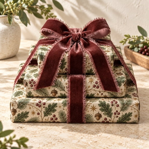 Wrapping Paper Autumn Botanical Holly Pattern Paper for Gift Wrapping ...