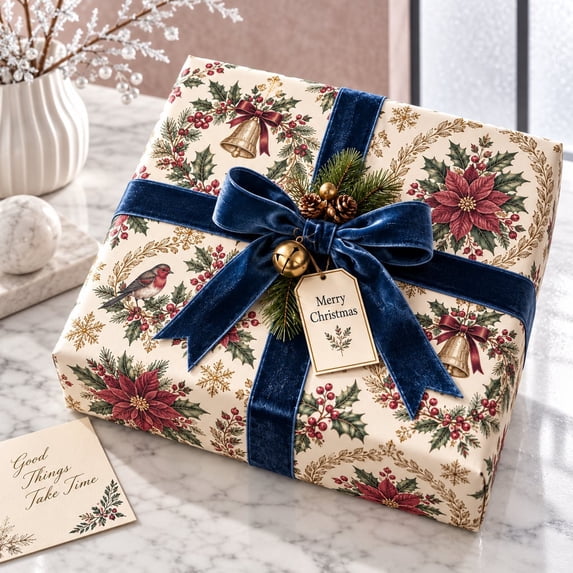 Decoration Paper Layout Wrapping Paper Blue Christmas Toile Design Paper Gift Wrap Holiday ...