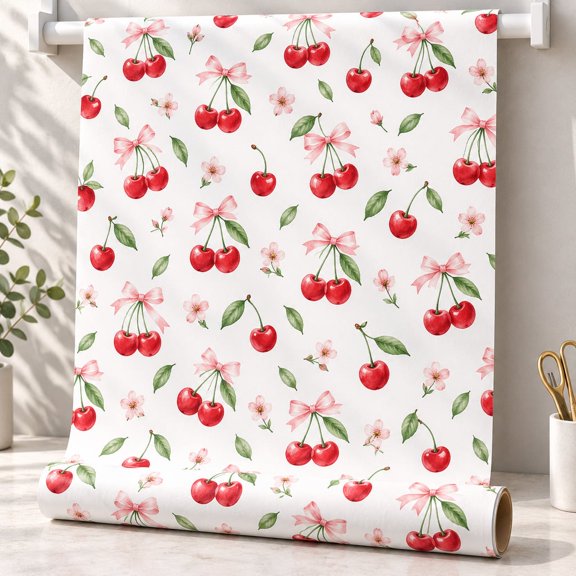 Wrapping Paper Cherry Bows Gift Wrap for Holiday Birthday