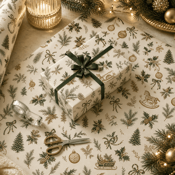 Wrapping Paper Classic Evergreen Christmas Paper Gift Wrap for Holiday Gift Giving