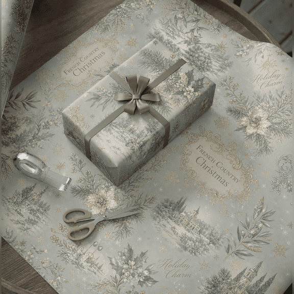 Wrapping Paper French Country Christmas Paper Gift Wrap for Holiday Presents