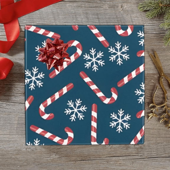 Wrapping Paper Gift Wrap β Blue Canes and Flakes β 1, 2, 3, 4 or 5 Rolls (1 Roll)