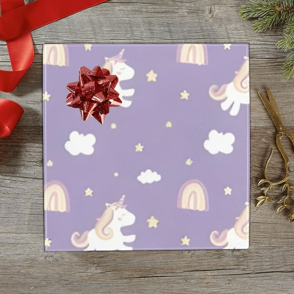 Wrapping Paper Gift Wrap – Purple Unicorns – 1, 2 or 3 Rolls - 58 x 23 (1 Roll)