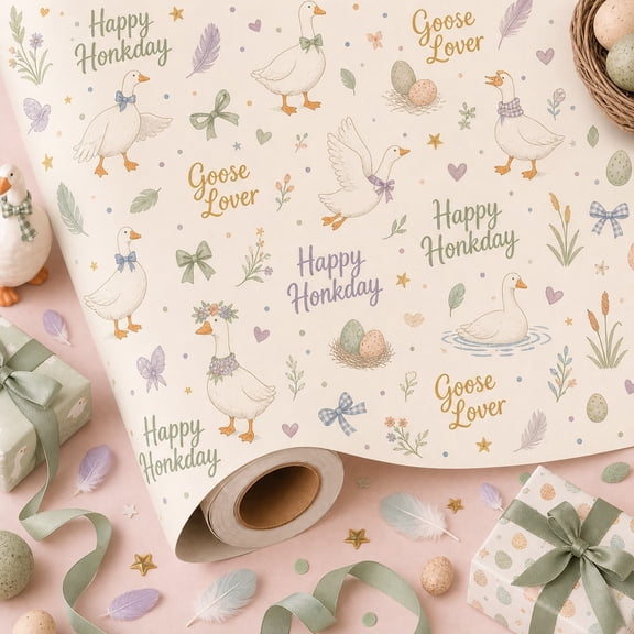 Wrapping Paper Goose Lover Happy Honkday Gift Wrap for Easter Baskets and Spring Gifts