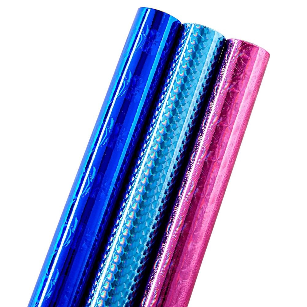 Wrapping Paper Holographic Foil Gift Wrap 17.3 x 204 In Per Roll (3