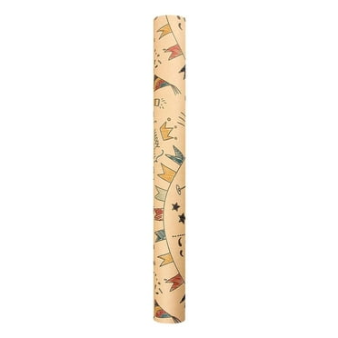 Wrapping Paper, Kraft Paper - Snowflakes, Car and Christmas Tree, Stripes and Merry Christmas - 4 Rolls - 20x38.1in per Roll