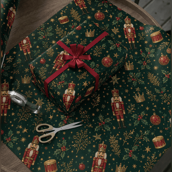 Wrapping Paper Nutcracker Holiday Pattern Paper Gift Wrap for Christmas Gifts