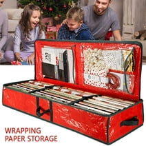 Wrapping Paper Organizer Storage Bag Containers for Christmas Gift, 40.5 Inch Waterproof Underbed Organizer with Reinforced Handles, Large Xmas Storage Box Holiday Accessories