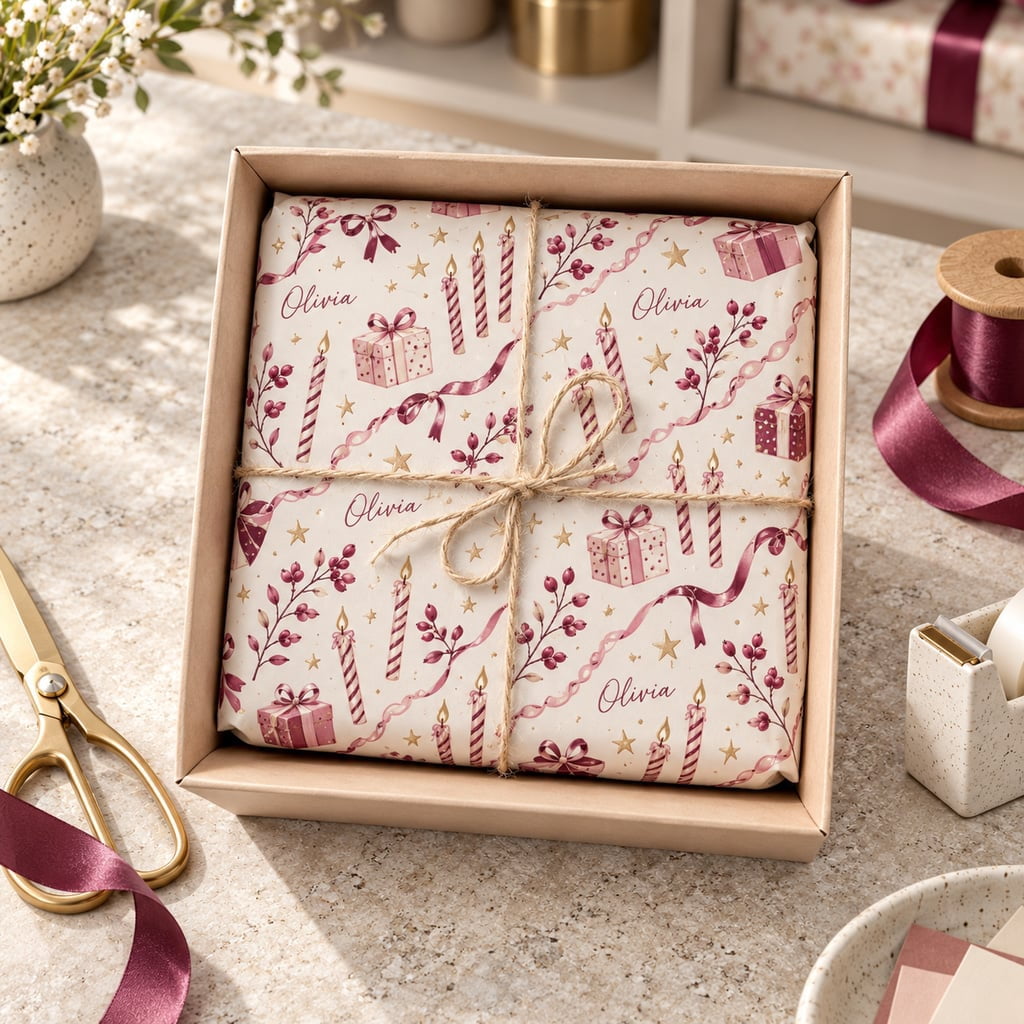 Wrapping Paper Personalized Candle Gift Theme Paper Gift Wrap for ...