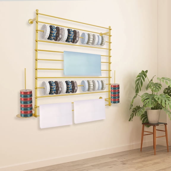 Wrapping Paper Ribbon Holder, Wall-Mounted Display Rack, Organizer for Flower Shop Sewing Tool Thread Scarf Tie