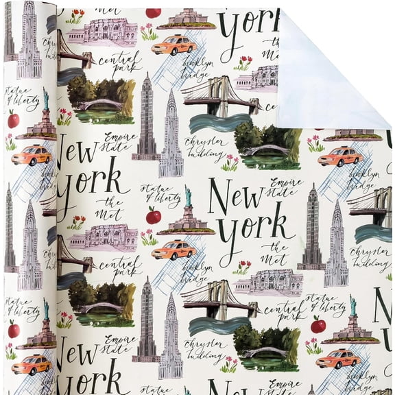 Wrapping Paper Roll 23x58 Inch New York City Design Gift Wrap Paper Perfect for Birthday, Party, Holiday