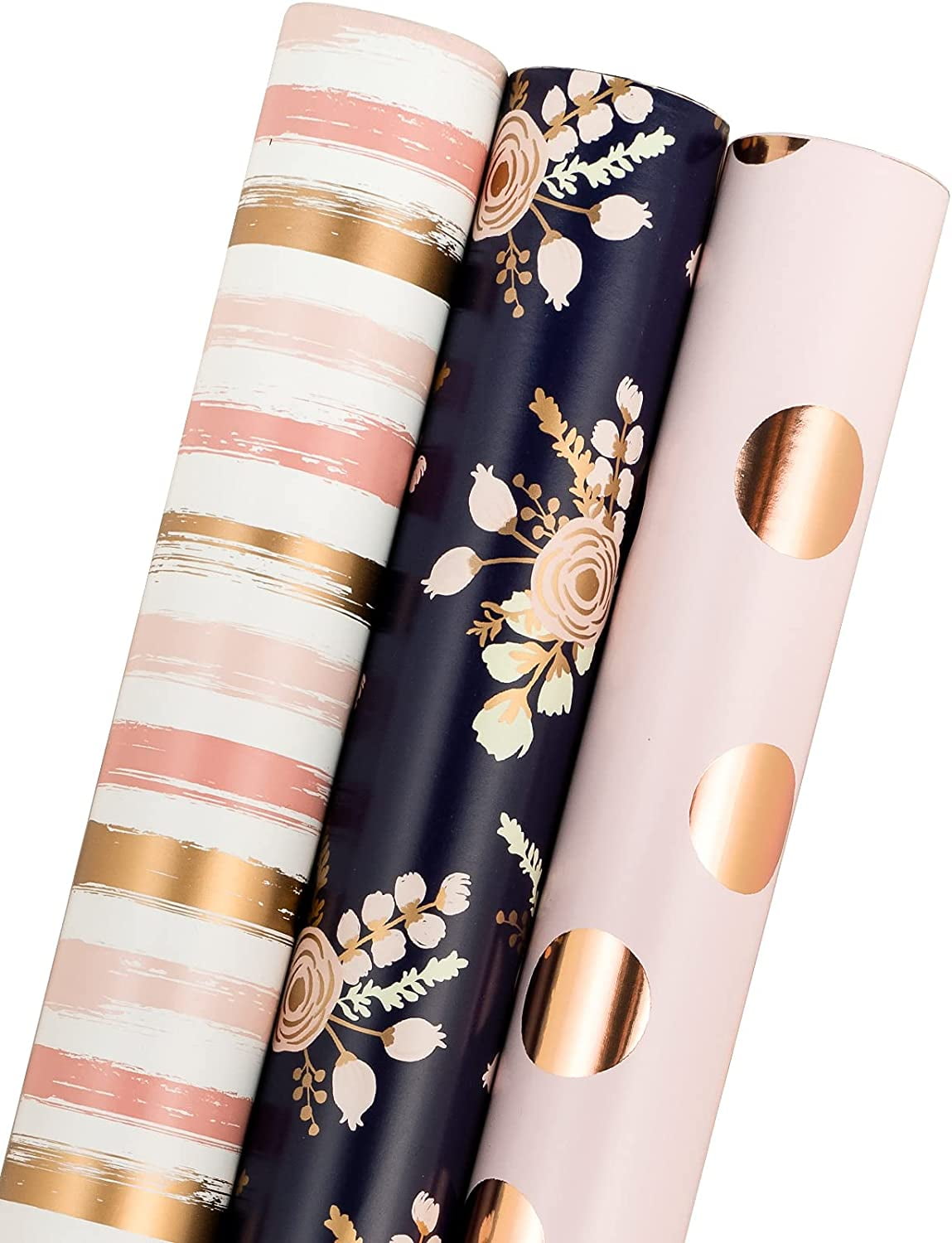 Solid Matte Pink/Silver/Golden Wrapping Paper - Mini Roll - 17