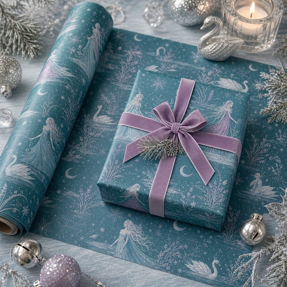 Wrapping Paper Rusalka Frozen Lake Holiday Gift Wrap for Winter Holiday Gifting