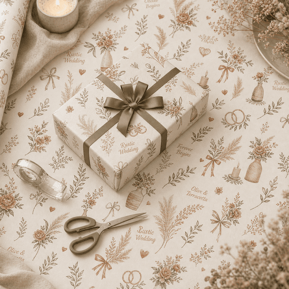 Wrapping Paper Rustic Wedding Floral Paper Gift Wrap for Wedding Showers and Engagement Gifts