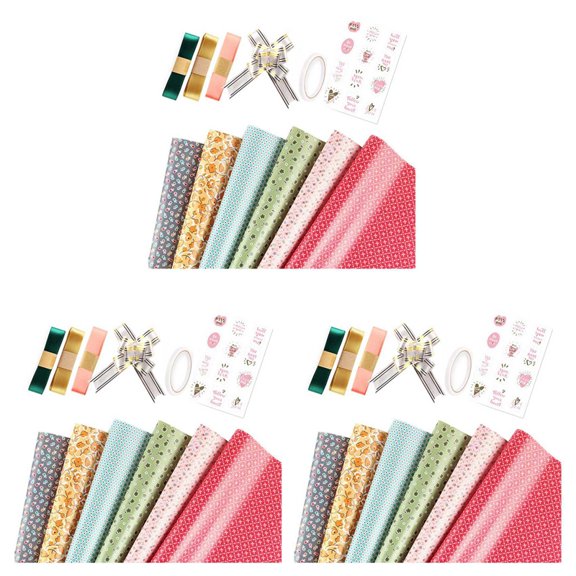 Wrapping Paper Sheets,Birthday Wrapping Paper Included 18 Pcs Gift Wrap ,Ribbon Present